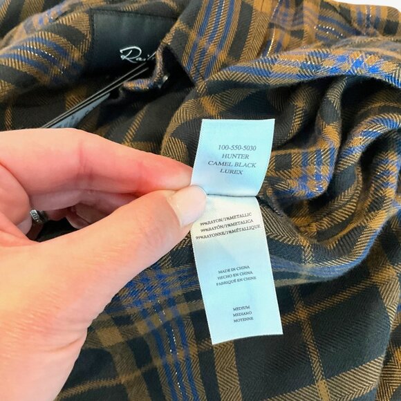 NWT Rails Hunter Shirt Camel Black Lurex Plaid Button Down Size Medium M - Picture 12 of 13